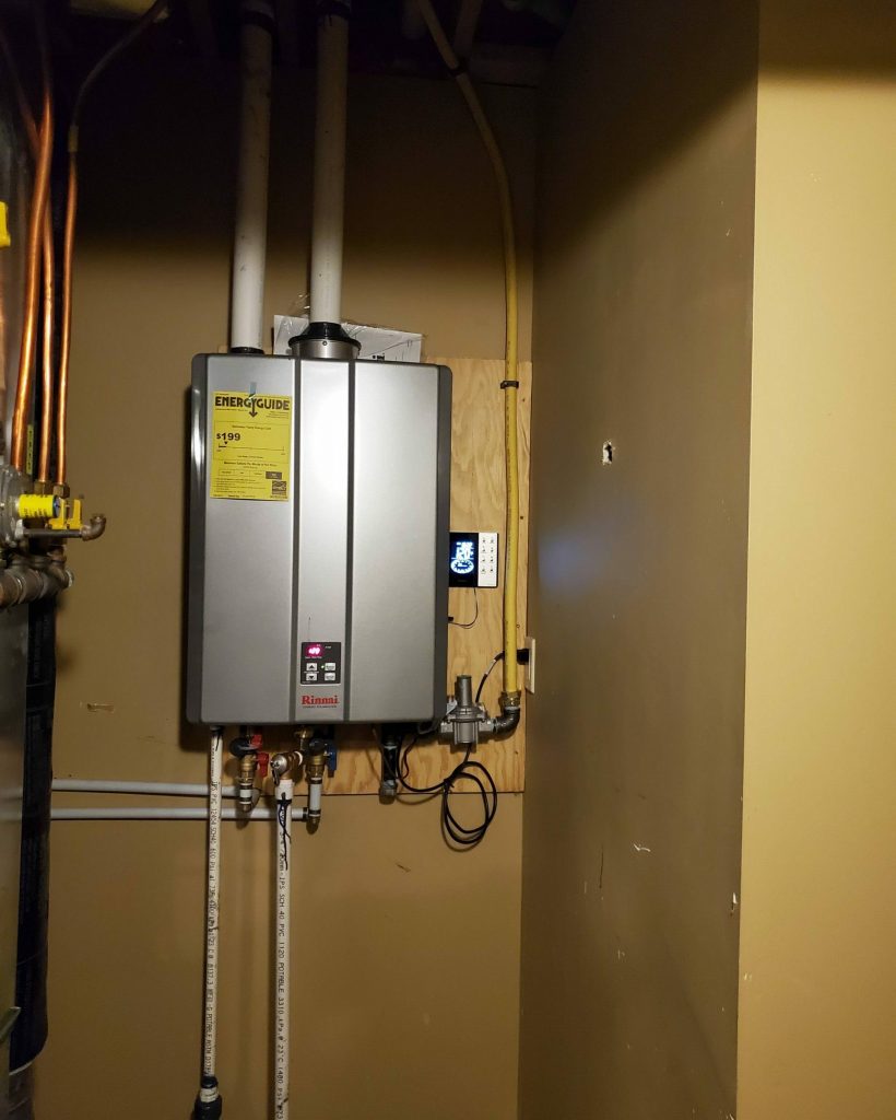 Tankless water heater by Rinnai